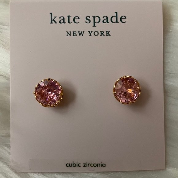 kate spade Jewelry - KATE SPADE That Sparkle Cubic Zirconia Stud Earrings in Pink/Gold